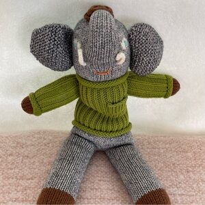 Blabla 13” Hercule Knit Elephant Plush Toy Doll Green Sweater